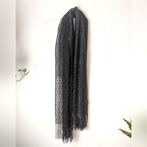 Dark Grey Metallic Mesh Scarf